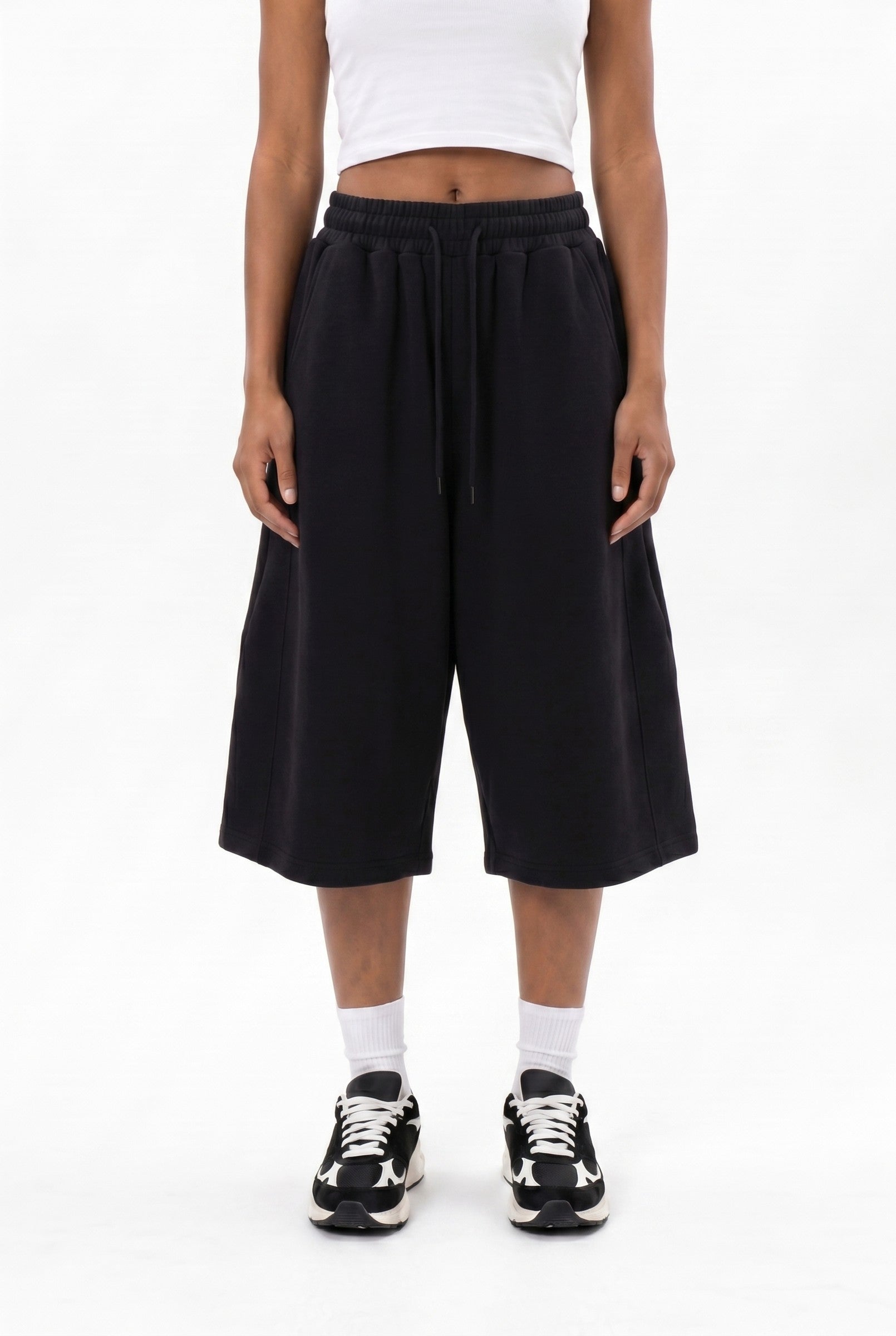 Women's Relaxed Pleated Baggy Sweat Shorts | Wren & Co.