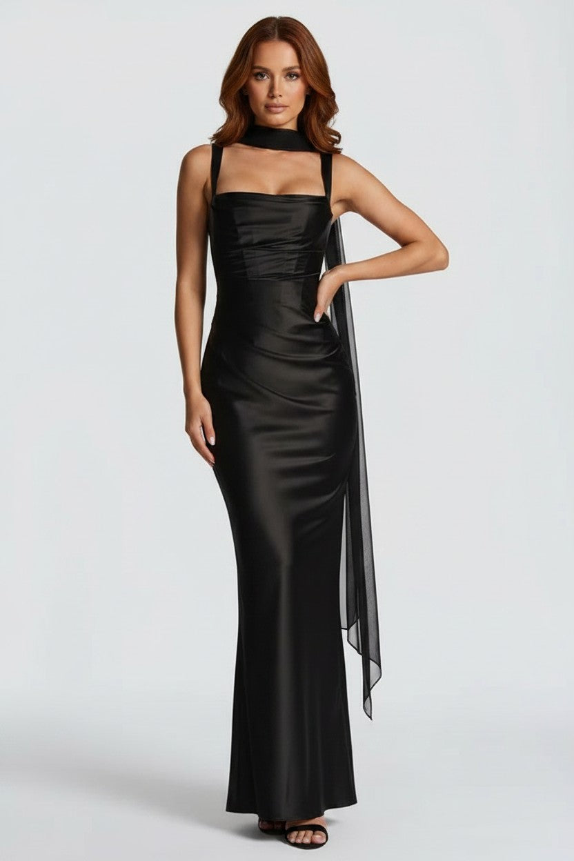 Women's Draped Satin Maxi Gown | Wren & Co.