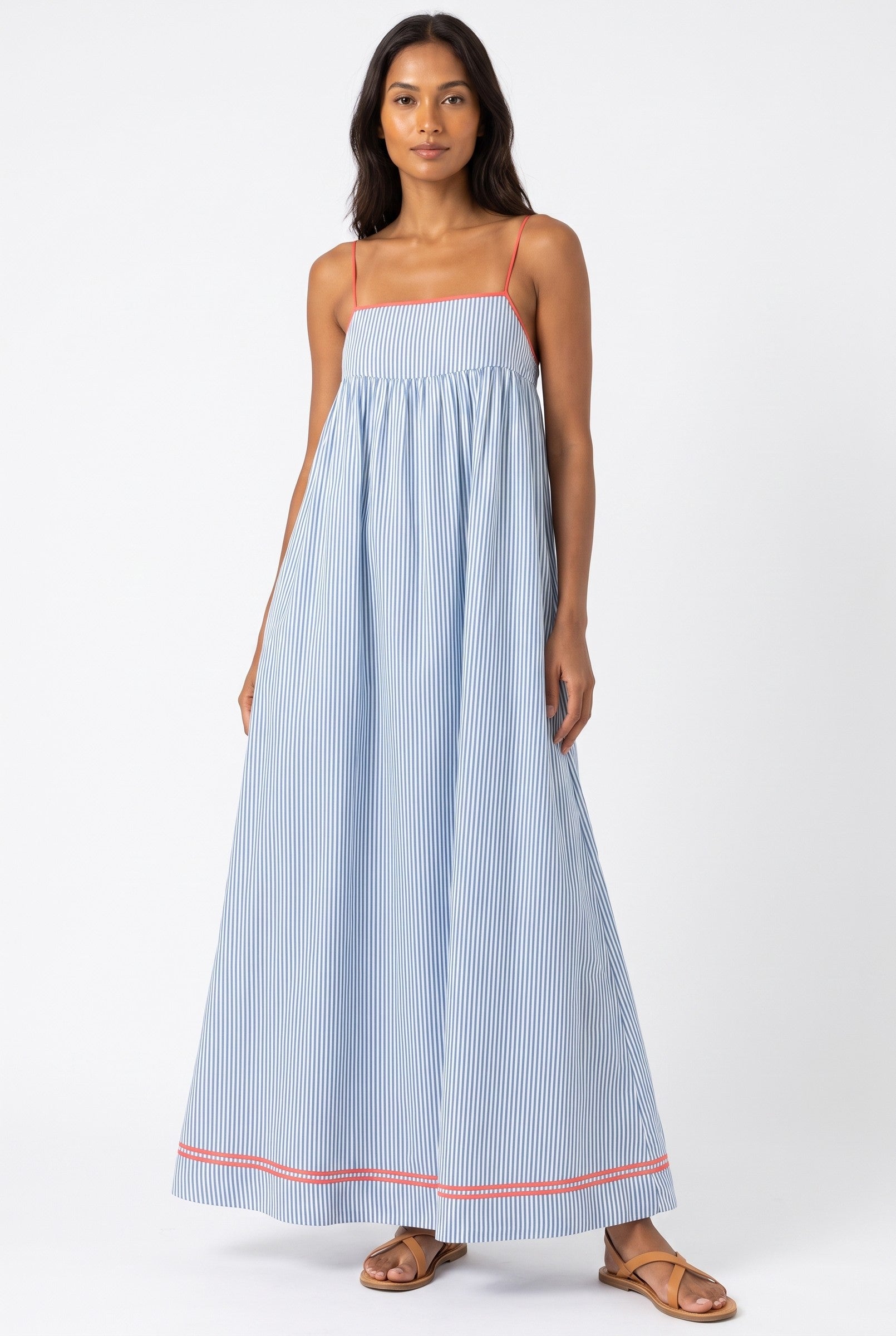 Women's Elegant Striped Cotton Maxi Dress | Wren & Co.