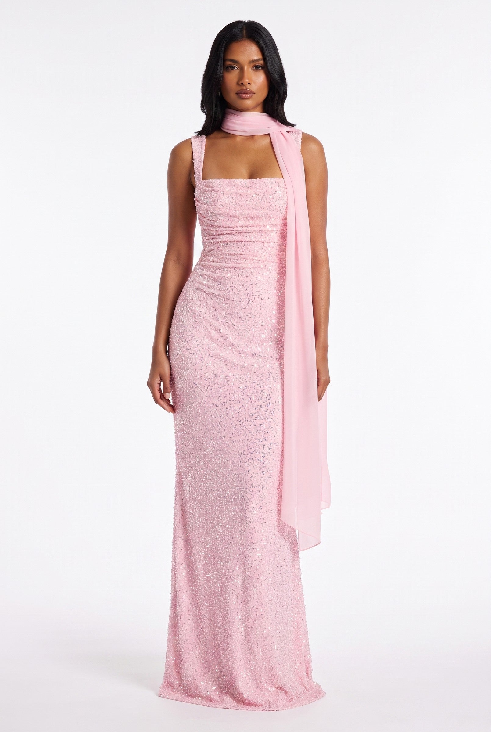 Women's Draped Satin Maxi Gown | Wren & Co.