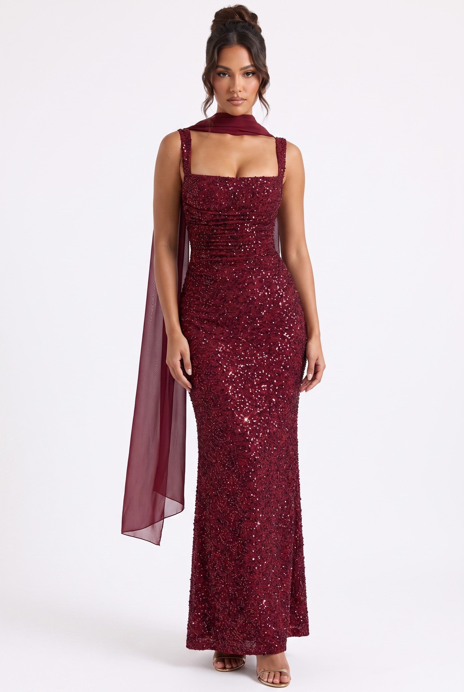 Women's Draped Satin Maxi Gown | Wren & Co.