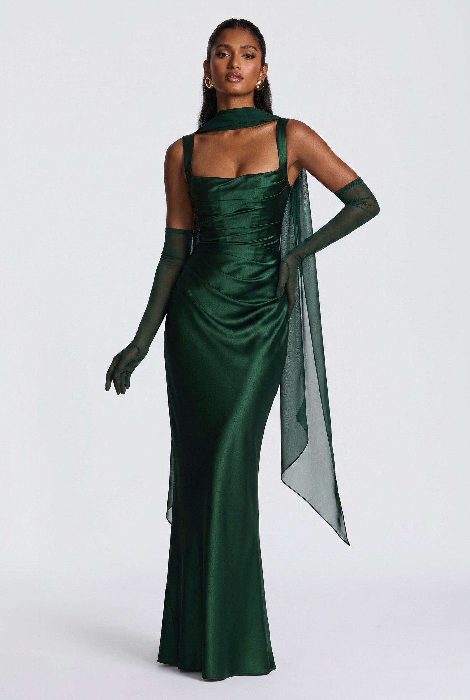 Women's Draped Satin Maxi Gown | Wren & Co.