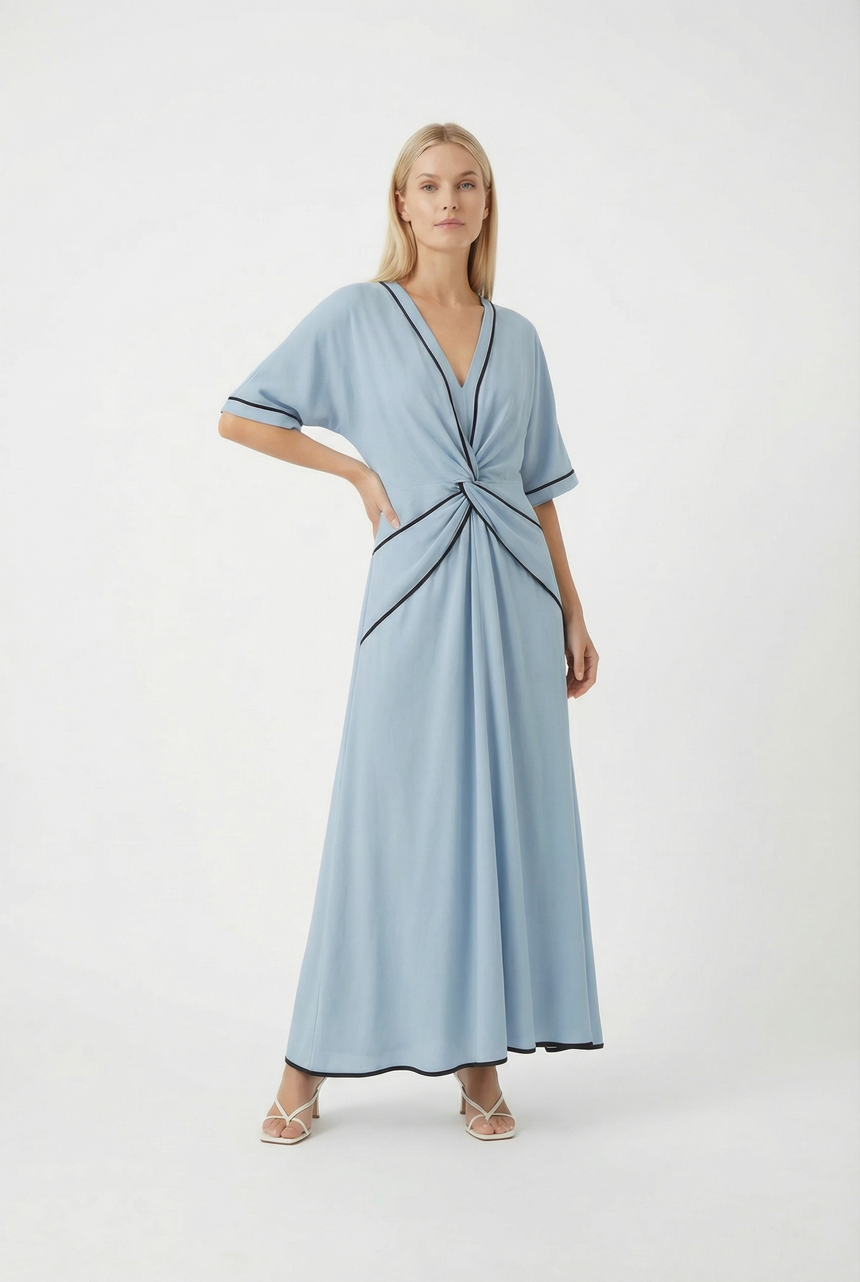 Women's Effortless Relaxed V-Neck Twist Front Maxi Dress | Wren & Co.