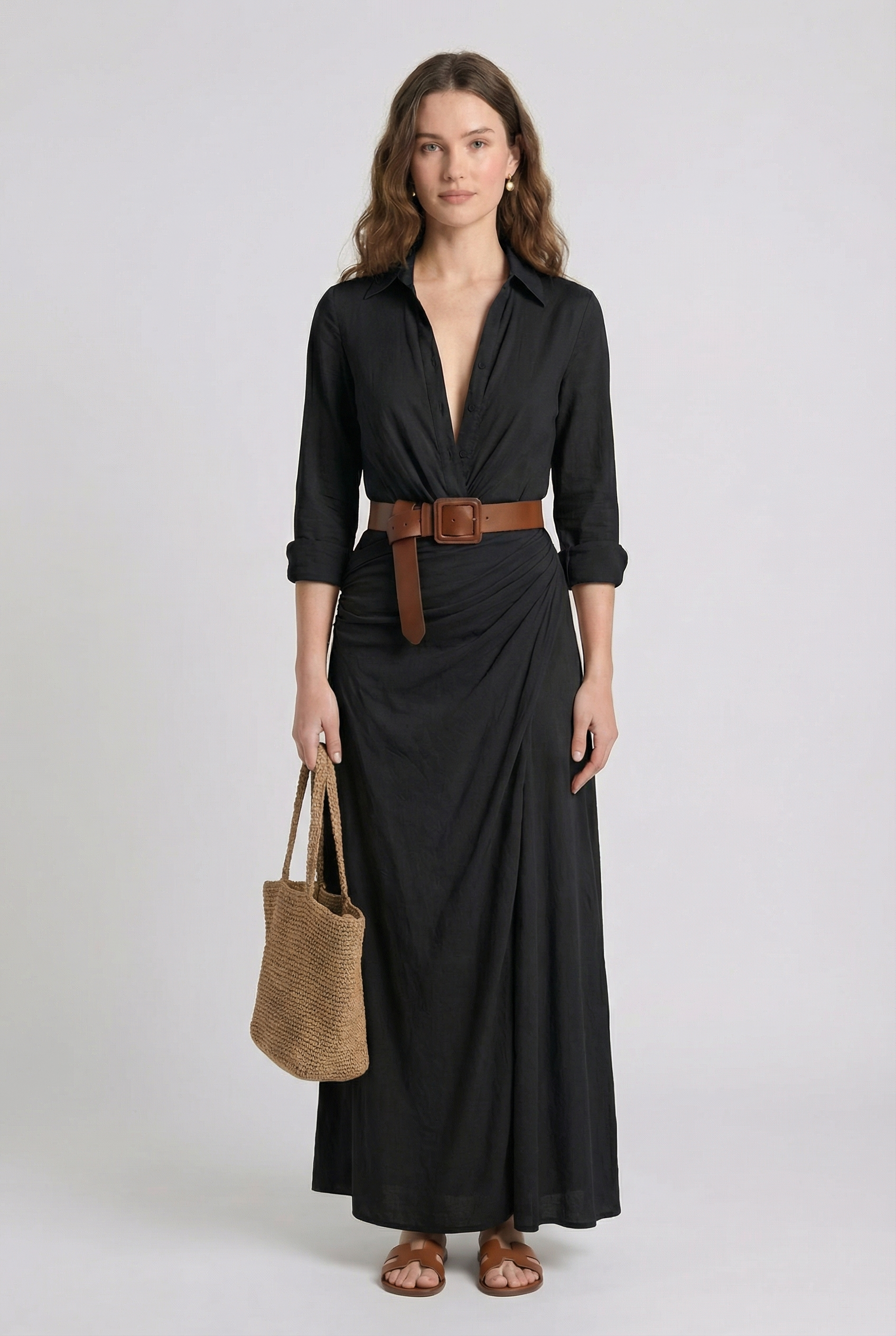 Women's Draped Belted Maxi Dress | Wren & Co.