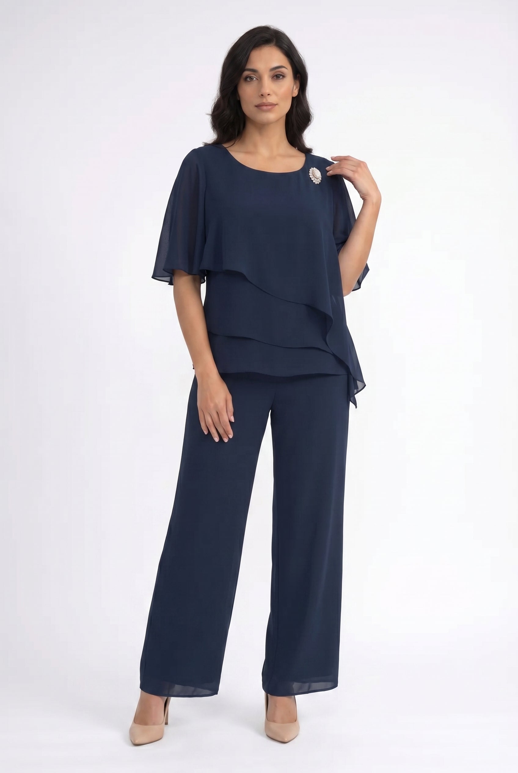 Women's Effortless Cape Sleeve Chiffon 2-Piece Set | Wren & Co.