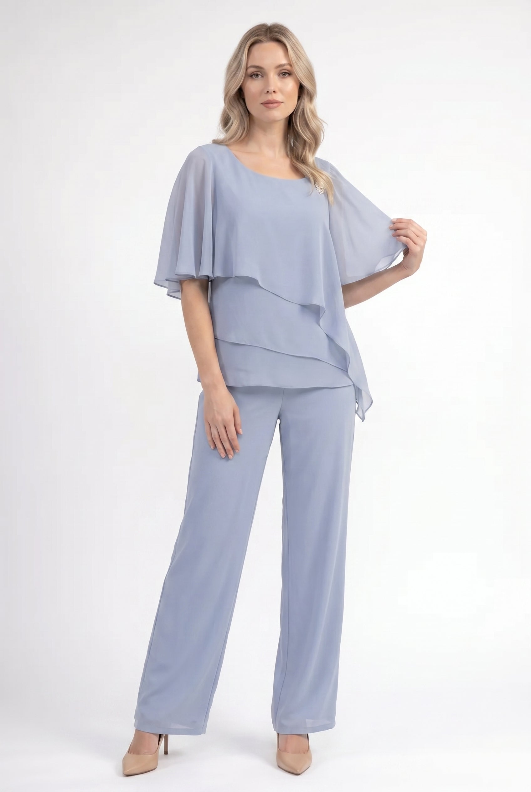 Women's Effortless Cape Sleeve Chiffon 2-Piece Set | Wren & Co.