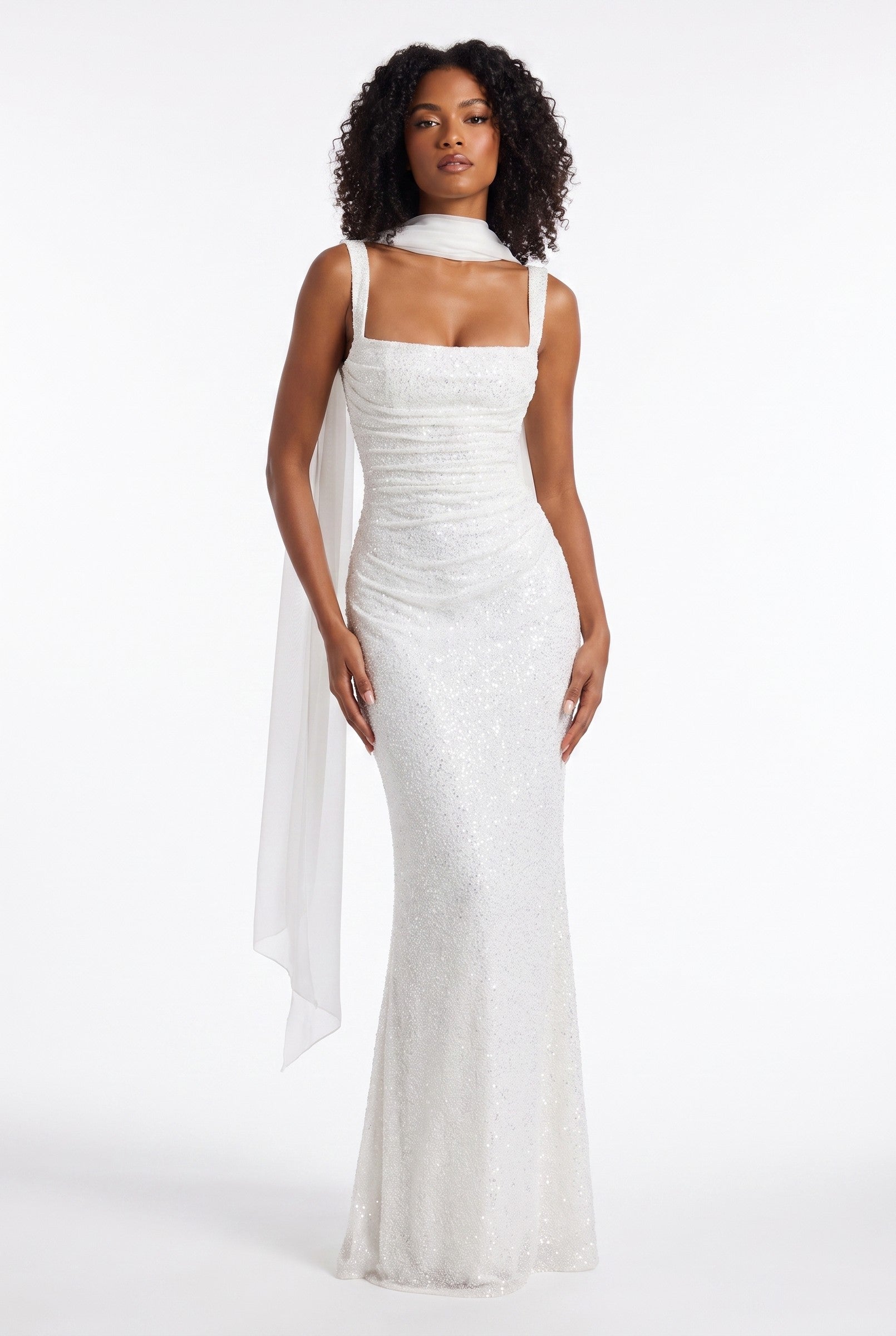 Women's Draped Satin Maxi Gown | Wren & Co.
