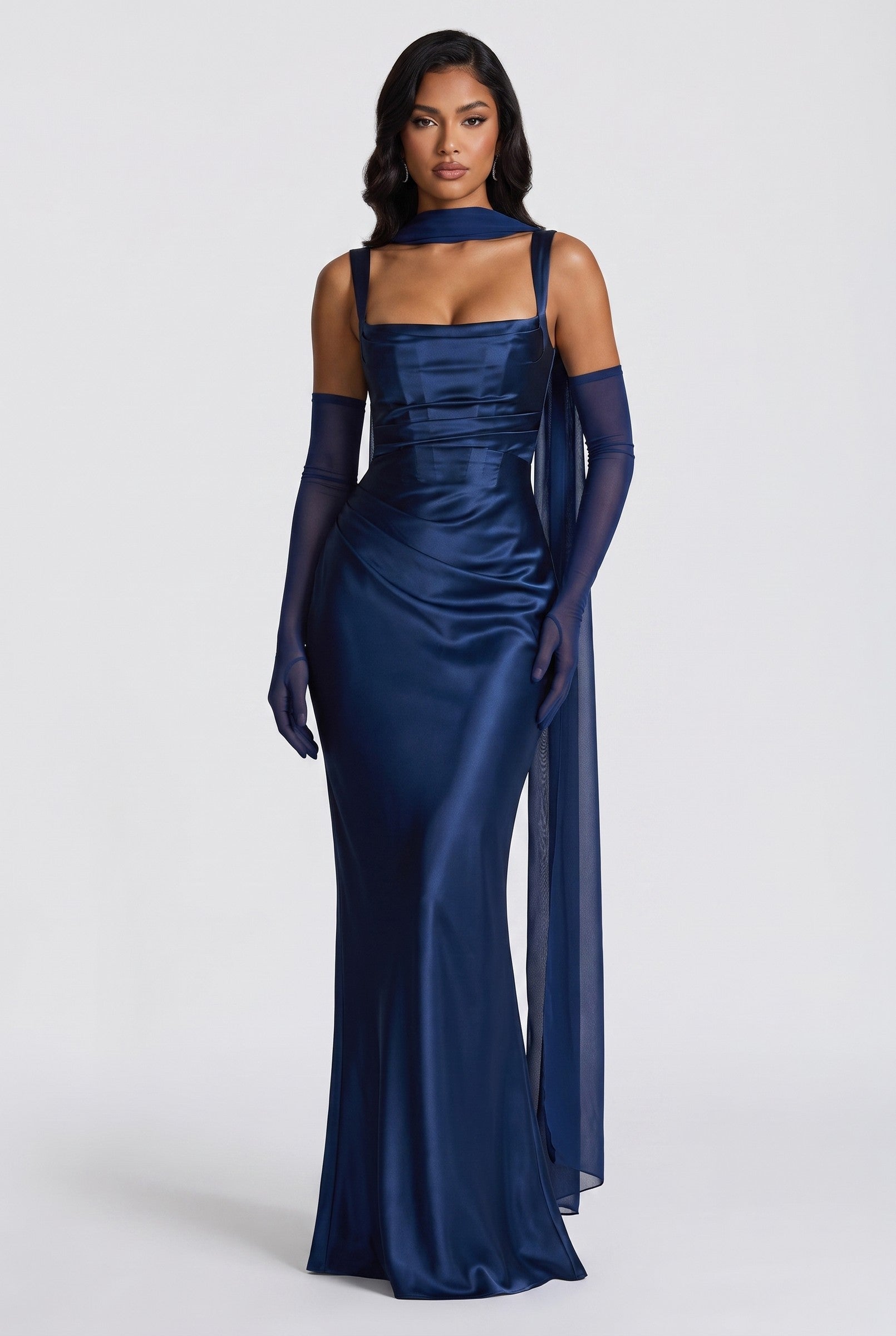Women's Draped Satin Maxi Gown | Wren & Co.