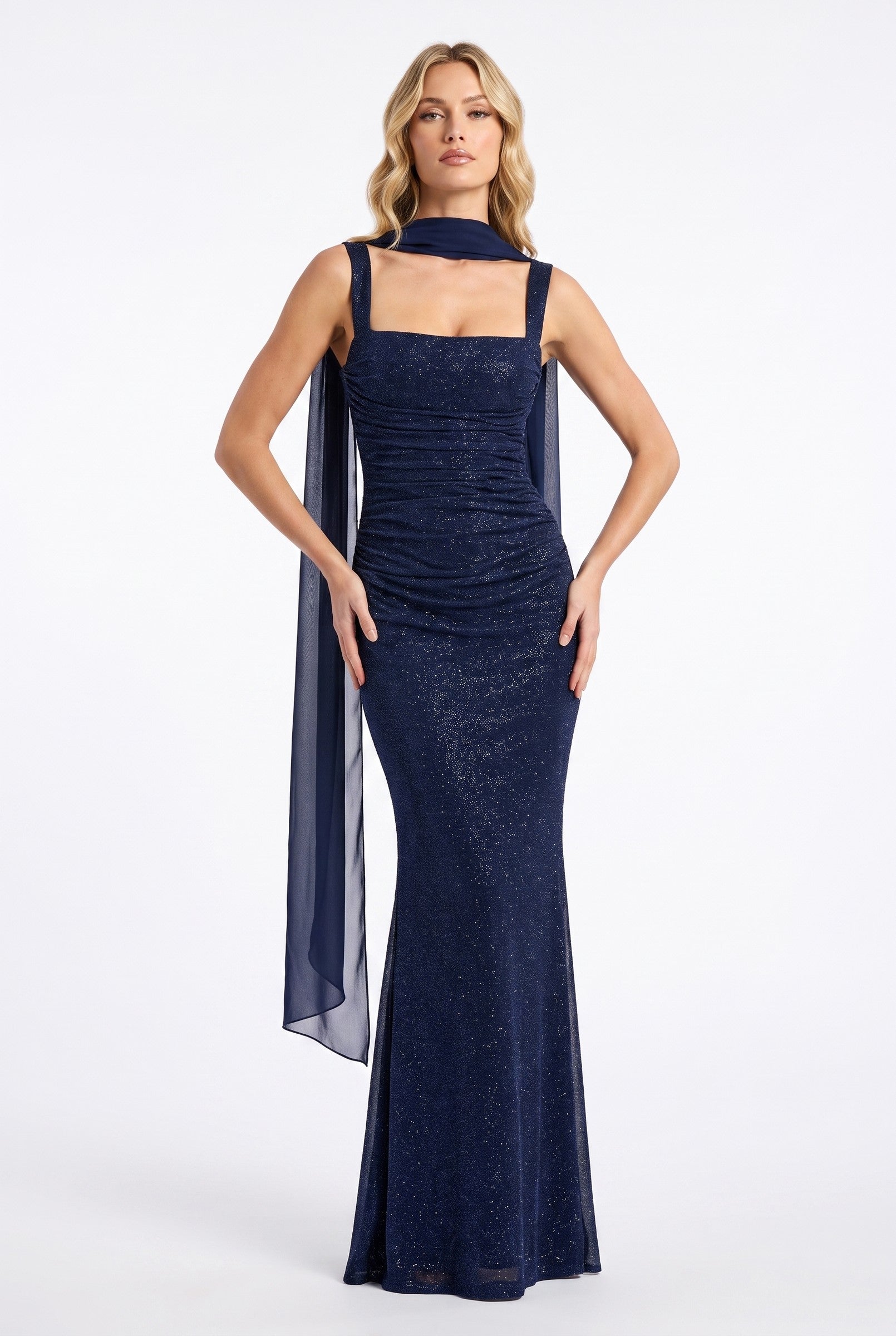 Women's Draped Satin Maxi Gown | Wren & Co.