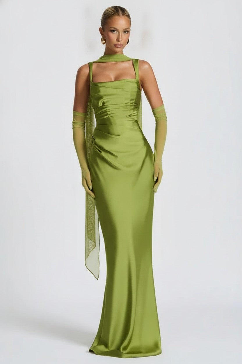 Women's Draped Satin Maxi Gown | Wren & Co.