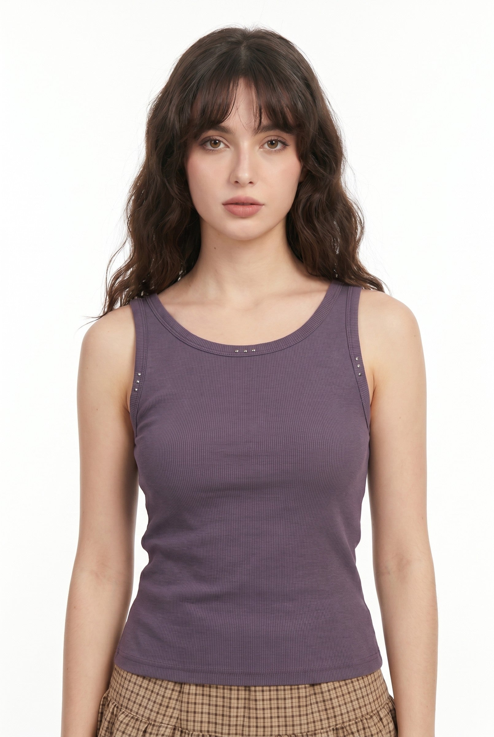 Women's Soft Stud Detail Ribbed Tank | Wren & Co.