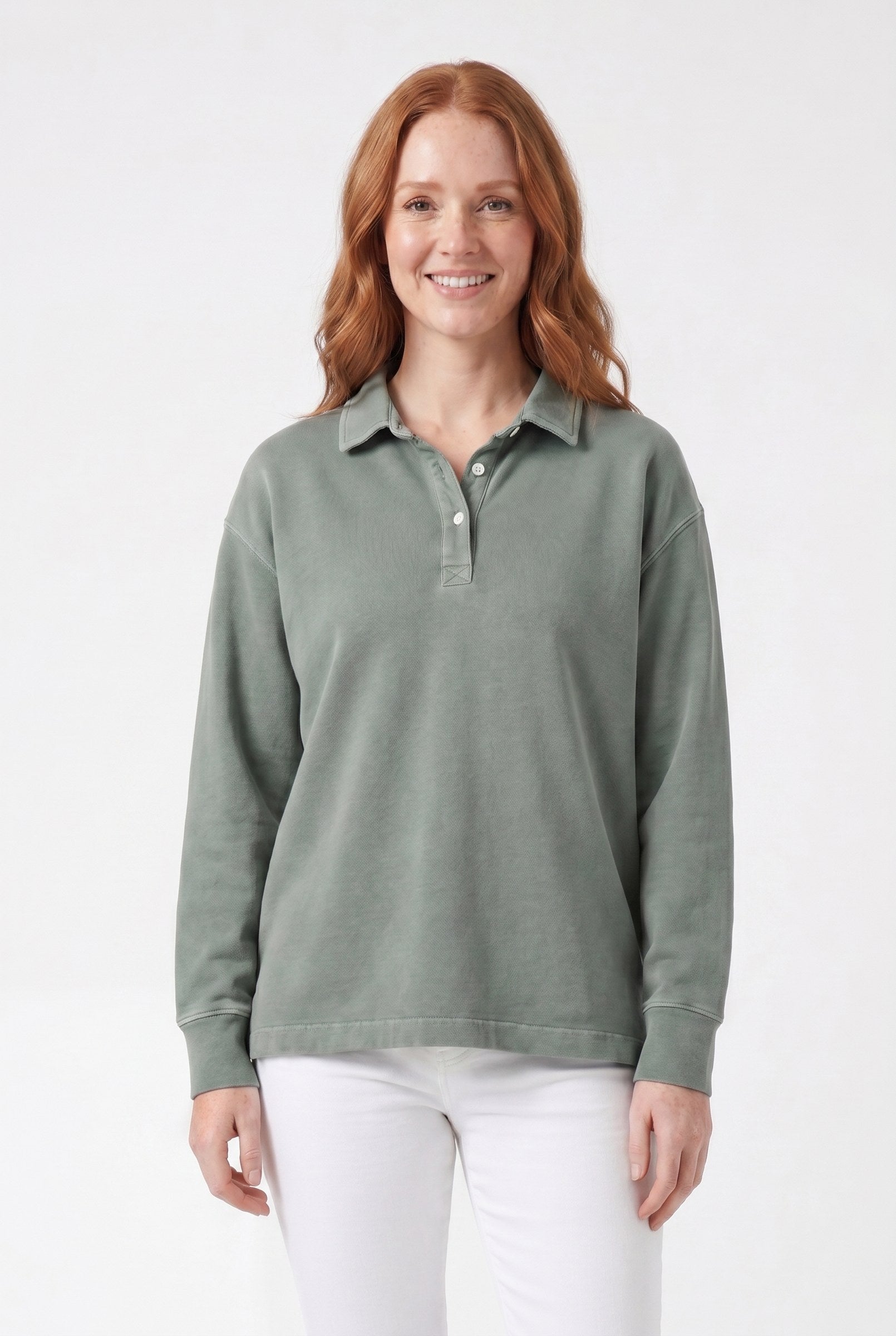 Women's Soft Half-Button Washed Sweater | Wren & Co.