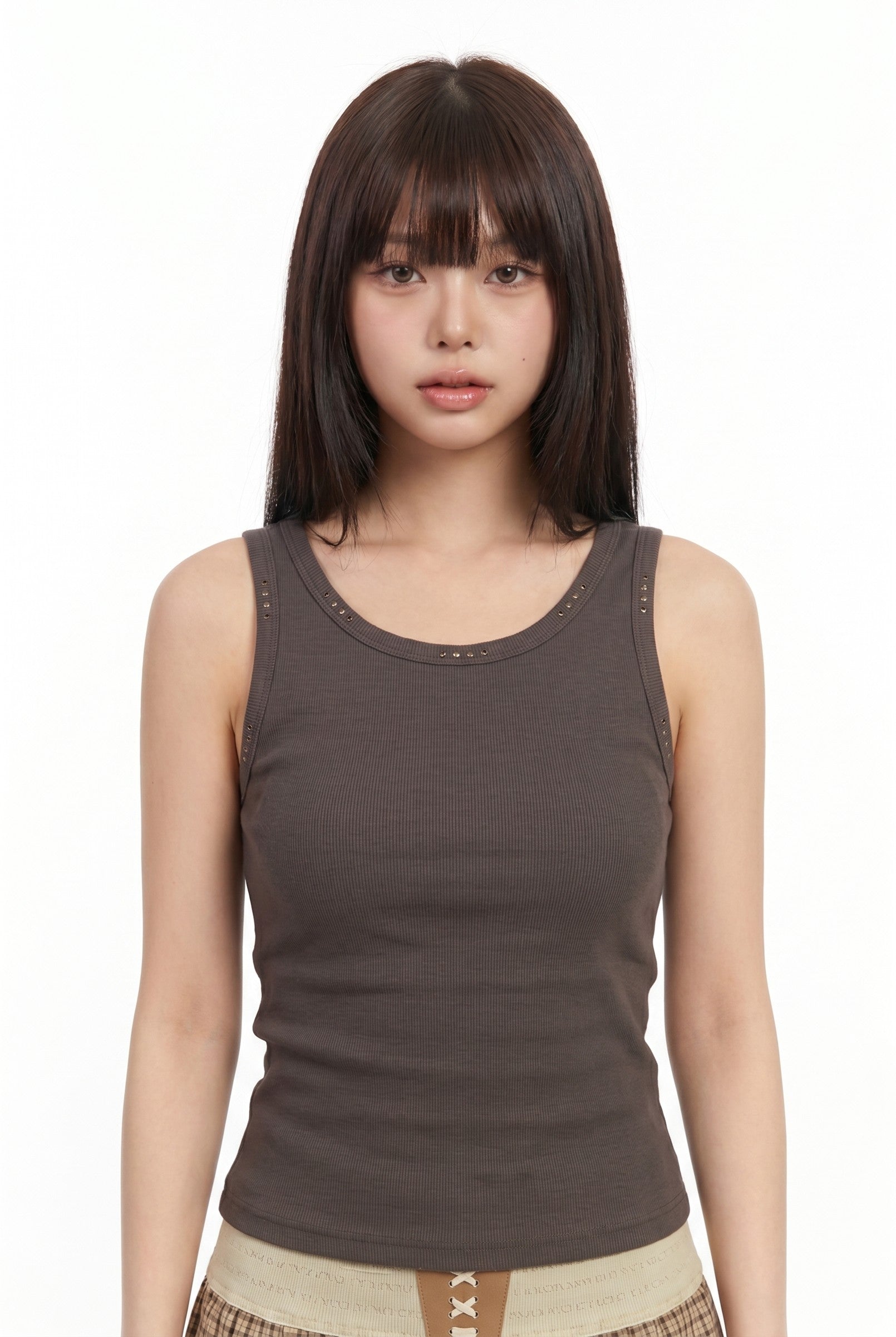 Women's Soft Stud Detail Ribbed Tank | Wren & Co.