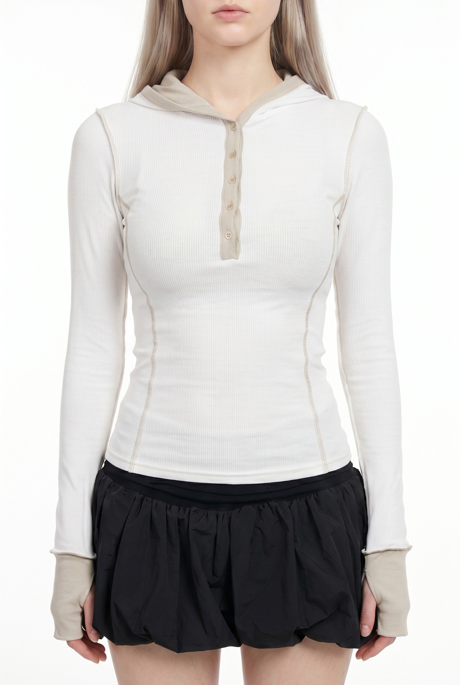Women's Everyday Hooded Henley Long Sleeve Top | Wren & Co.